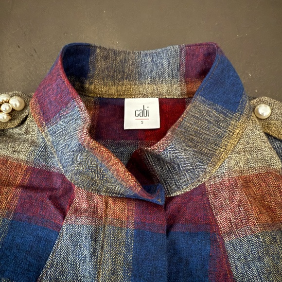 CAbi Multicolor Collage Plaid Utility Zip Up Flannel Jacket Size S Pearl Accents - Picture 13 of 17